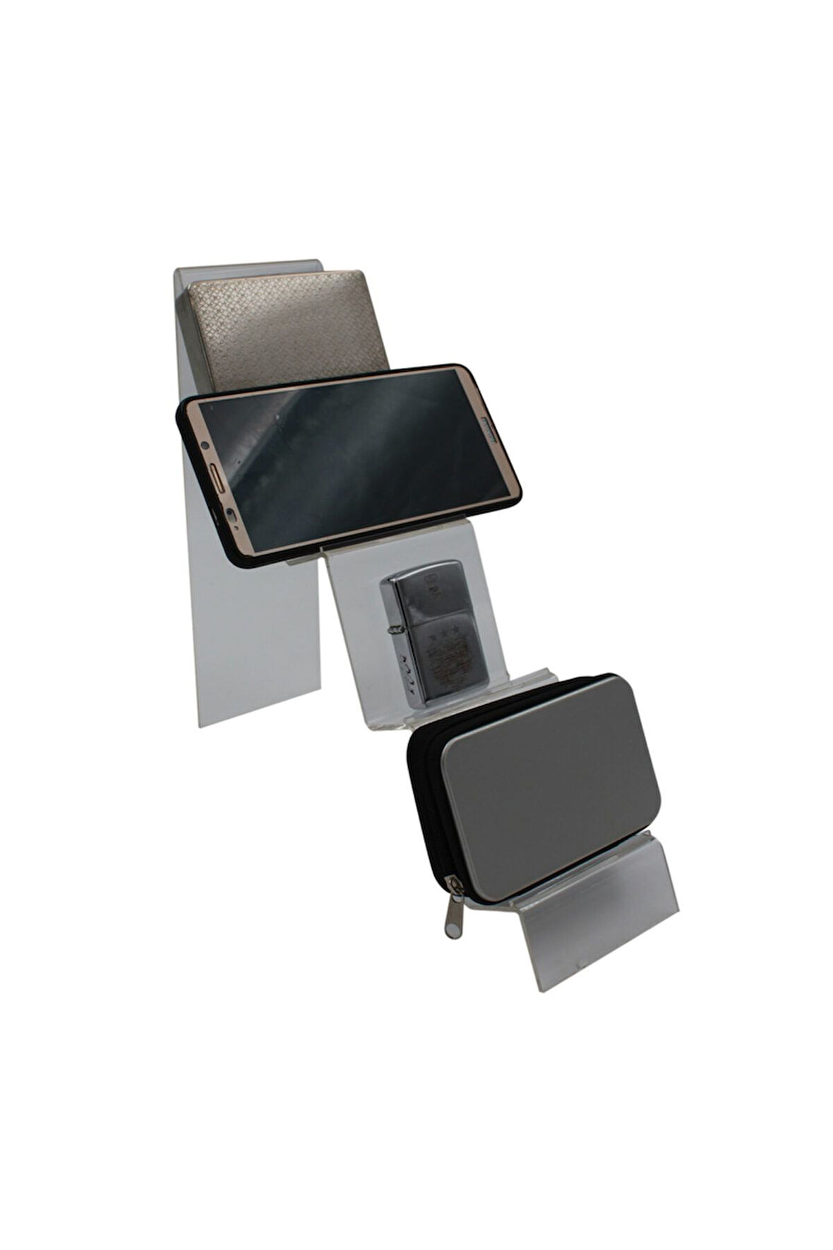 Telefon Ve Cüzdan Standı 4 Kademe Dar Pleksi
