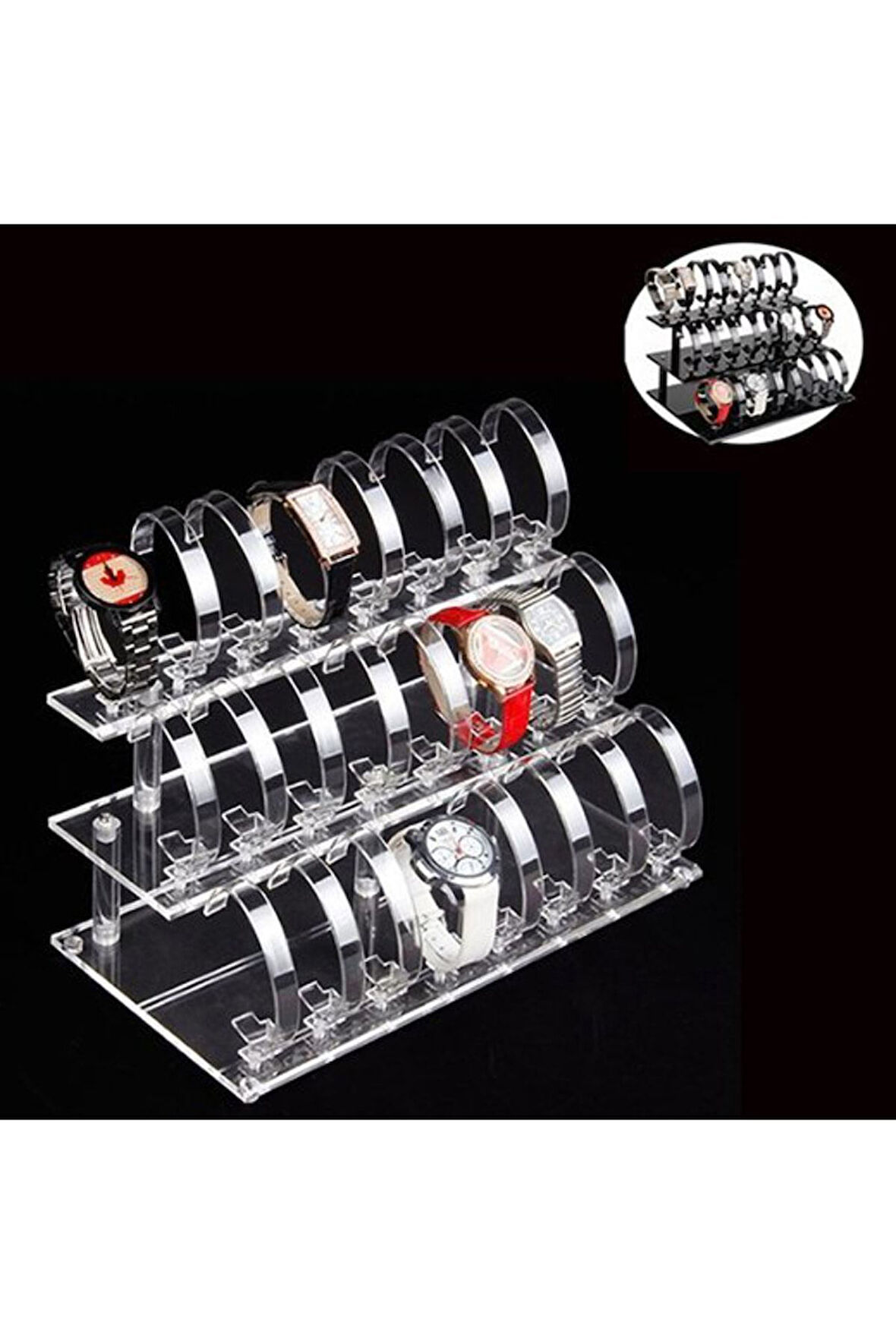 Saat Standı 24'lü Kademeli Blok Set Şeffaf