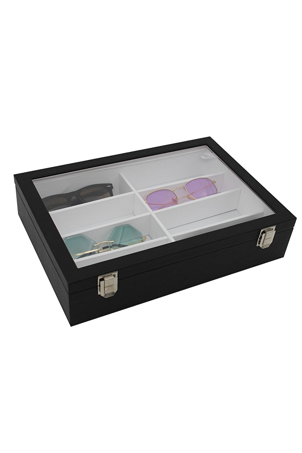 Gözlük Kutusu 8'li Siyah Içi Beyaz