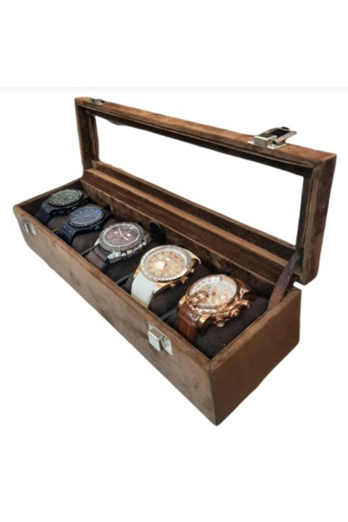 Saat Kutusu 5'li Alcantara Kahve