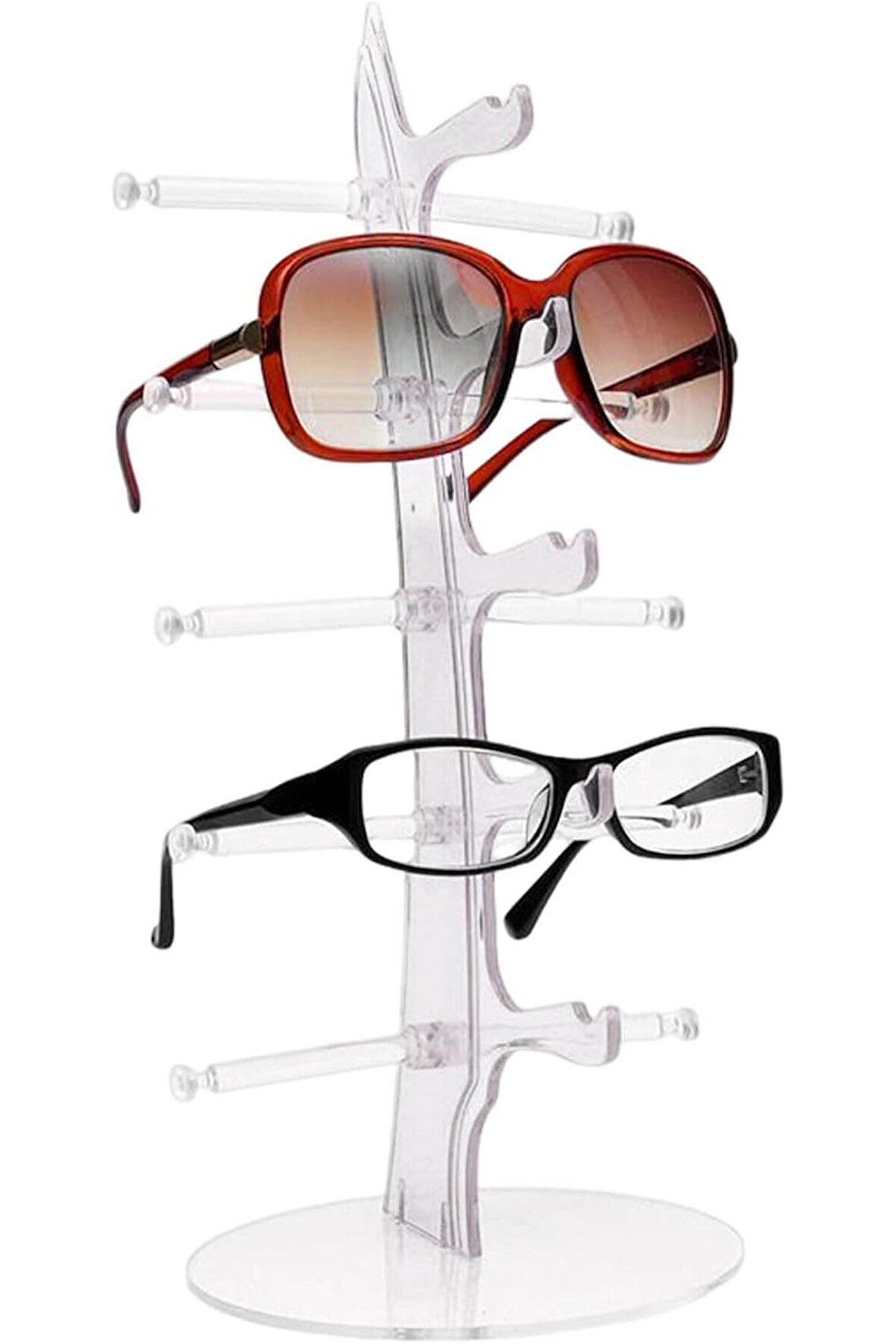 Gözlük Standı Yelken Model, 5 Gözlük Kapasiteli Şeffaf Teşhir Standı Şeffaf