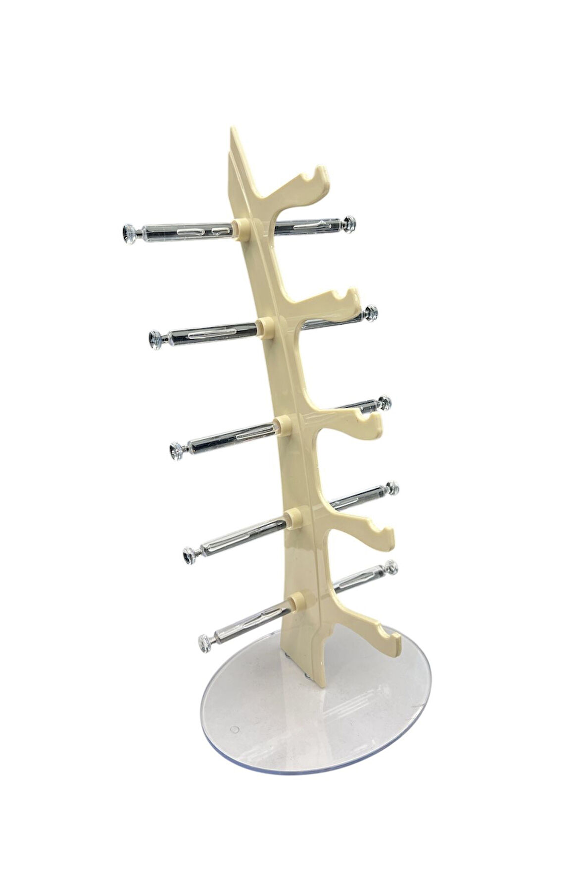 Gözlük Standı Yelken Model, 5 Gözlük Kapasiteli Teşhir Standı Kemik Rengi