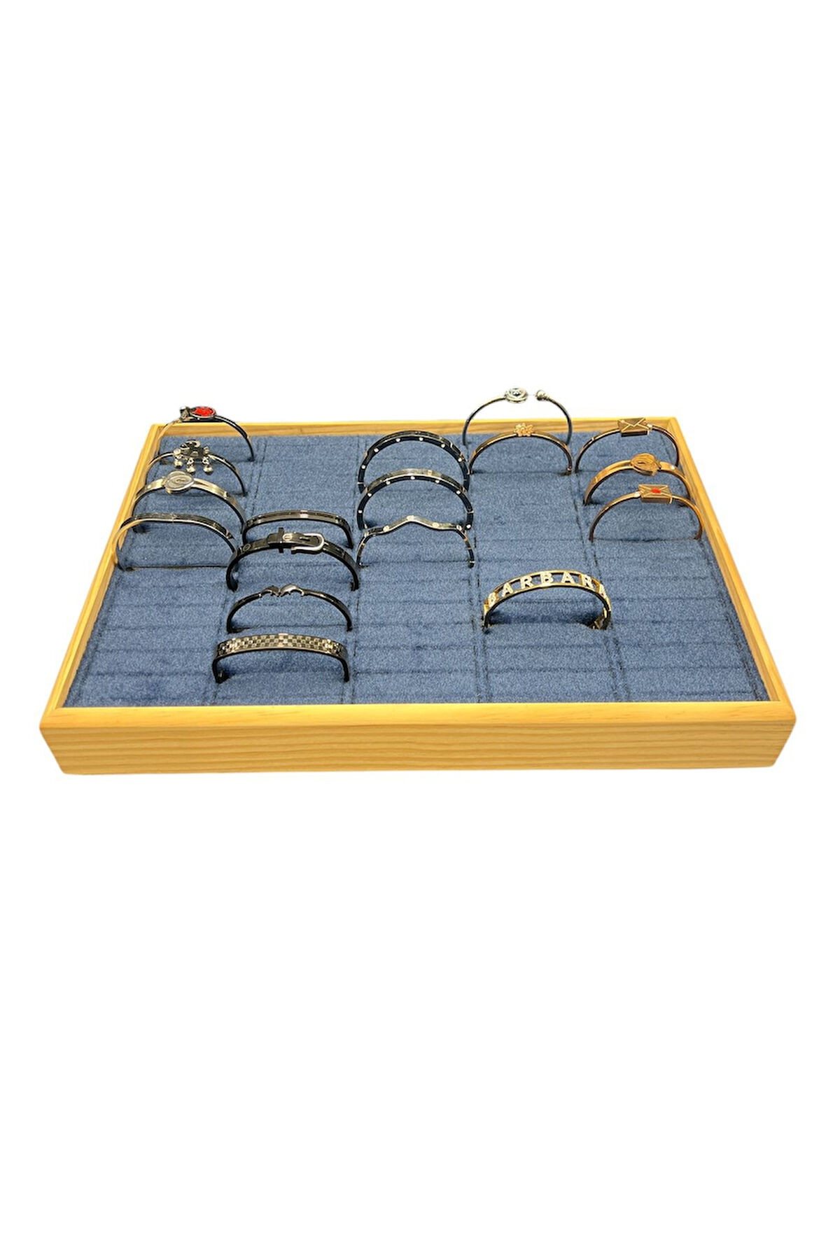 Kelepçe Bilezik Teşhir Tablasi Ahşap Çerçeveli (34,5x24,5x4,5cm) Ahşap Lacivert