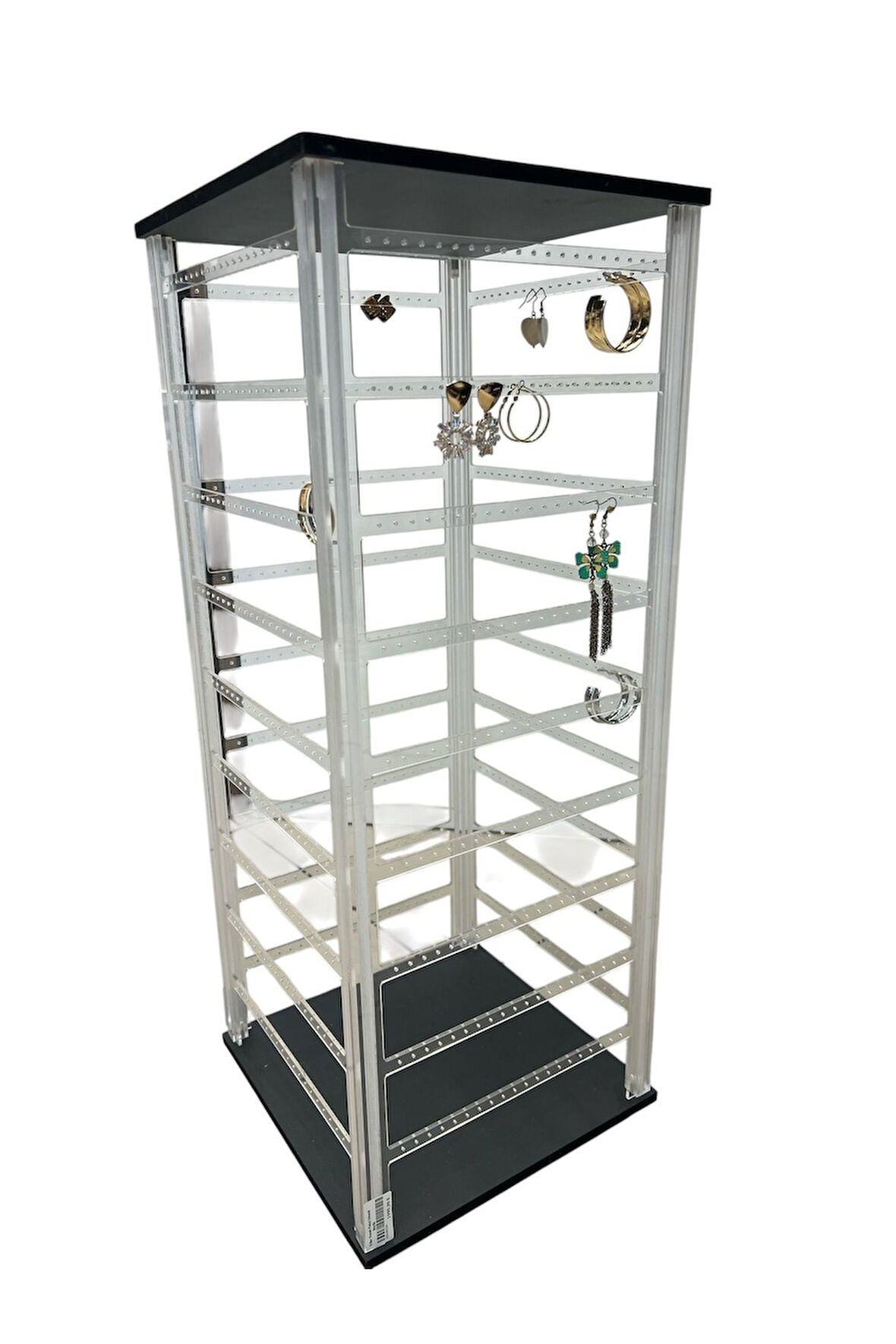 Pleksi Glass 4 Taraflı Dönen Küpe Standı