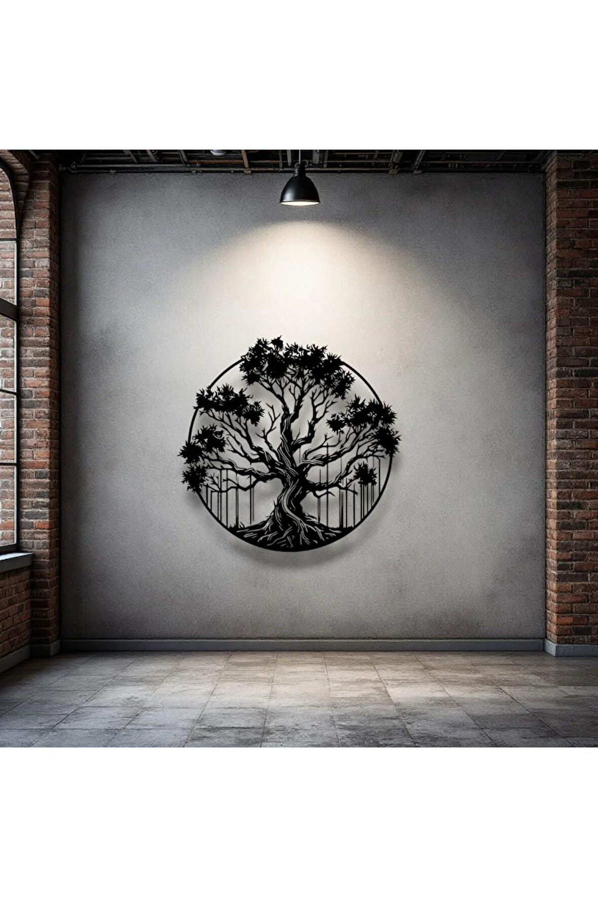 Hayat Ağacı Metal Duvar Dekoru – Yuvarlak Doğa Temalı Modern Ev Ofis Sanat Tablosu
