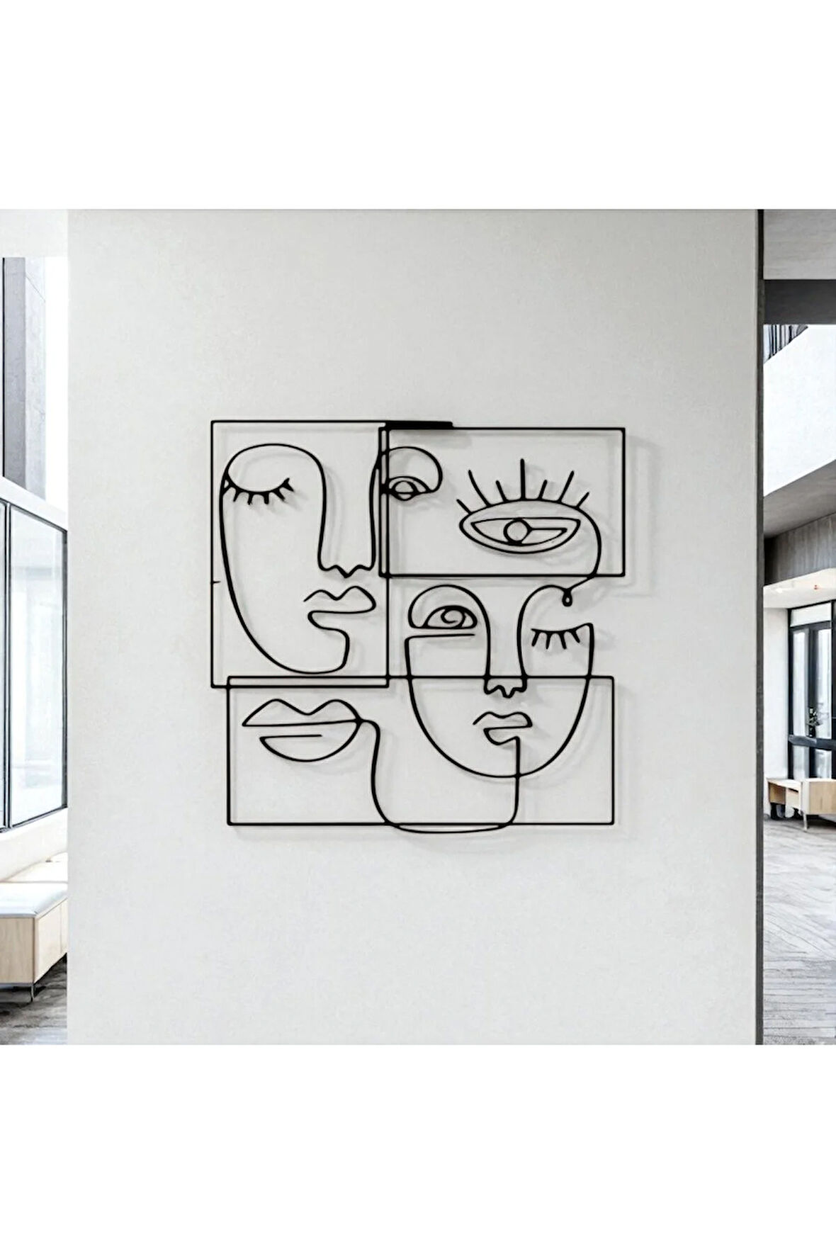 Soyut Yüz Metal Duvar Dekoru – Modern Minimalist Sanat Tablosu Ev Ofis Dekoru