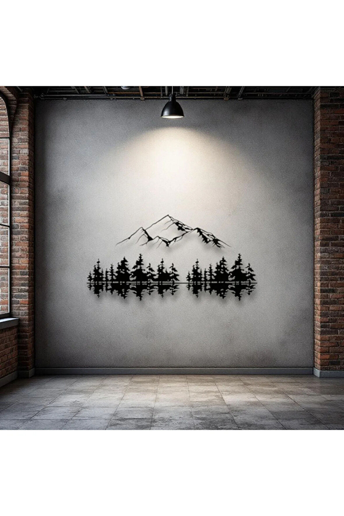 Dağ ve Orman Silüeti Metal Duvar Dekoru – Doğa Temalı Minimalist Tasarım