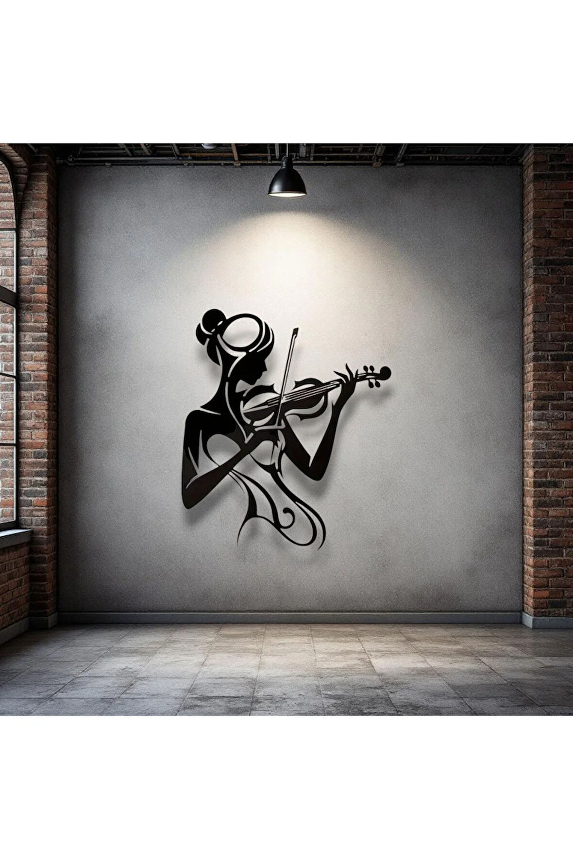 Keman Çalan Kadın Metal Duvar Dekoru – Sanatsal Minimalist Tasarım