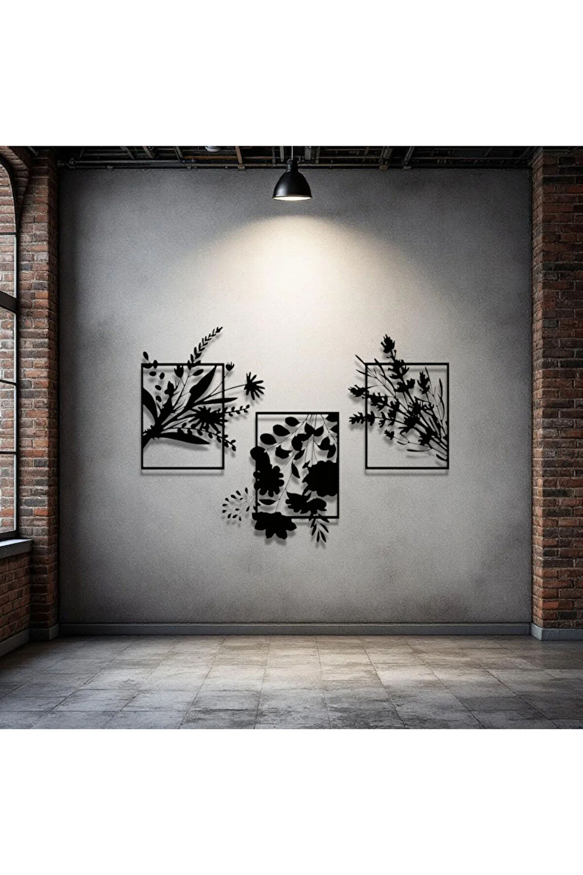 Metal Çiçekli Duvar Dekoru Seti – 3 Parça Modern Minimalist Ev Ofis Salon Metal Tablo Aksesuarı