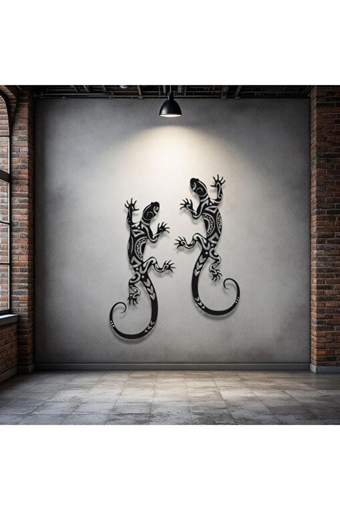 Metal Kertenkele Duvar Dekoru Seti – 2 Parça Modern Minimalist Tropikal Ev Ofis Duvar Süsü Tablo