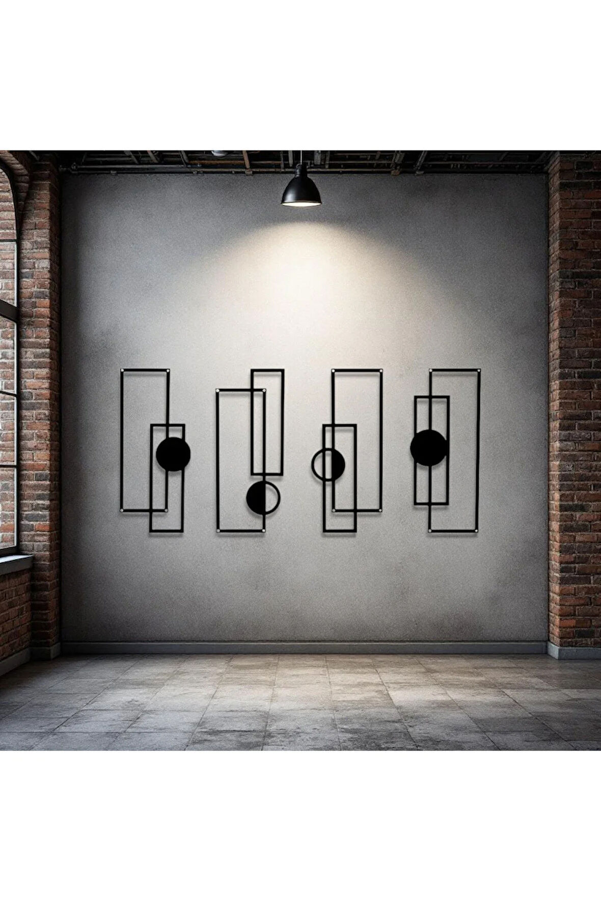 Metal Geometrik Duvar Dekoru Seti – Modern Minimalist Dikdörtgen Çizgisel Tasarım Ev Ofis Tablo