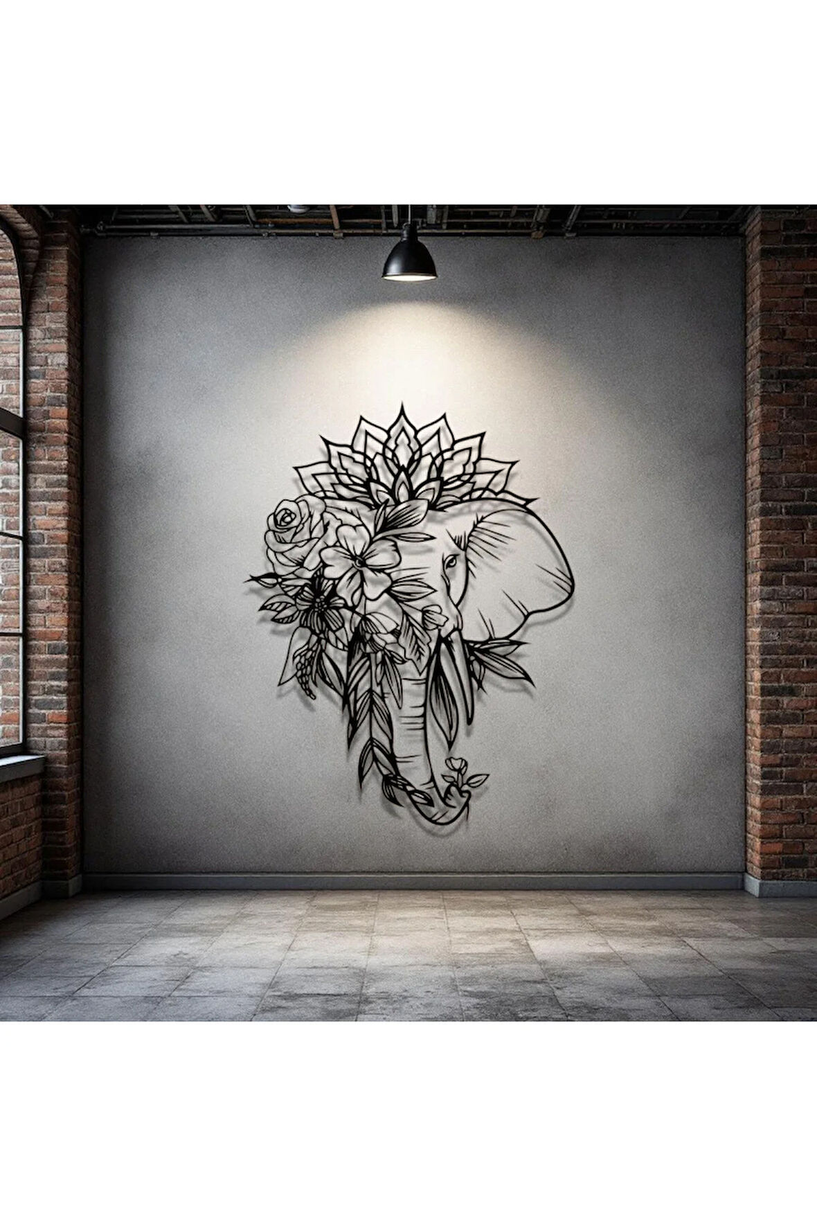 Metal Fil Çiçek Desenli Duvar Dekoru – Bohem Modern Metal Tablo Salon Antre Ofis Dekorasyon