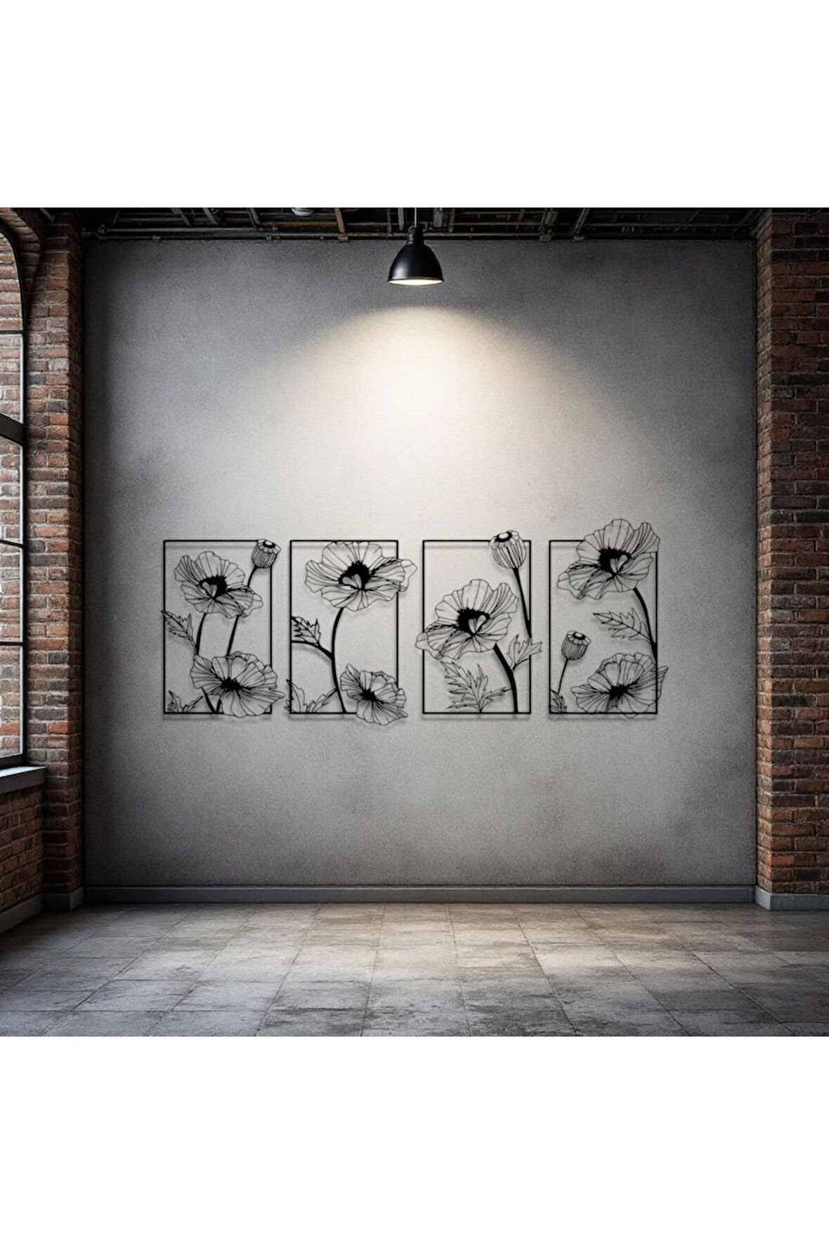 Çerçeveli Çiçek Desenli Metal Tablo Seti – 3D Gölgeli Modern Duvar Dekoru, Zarif Hediye