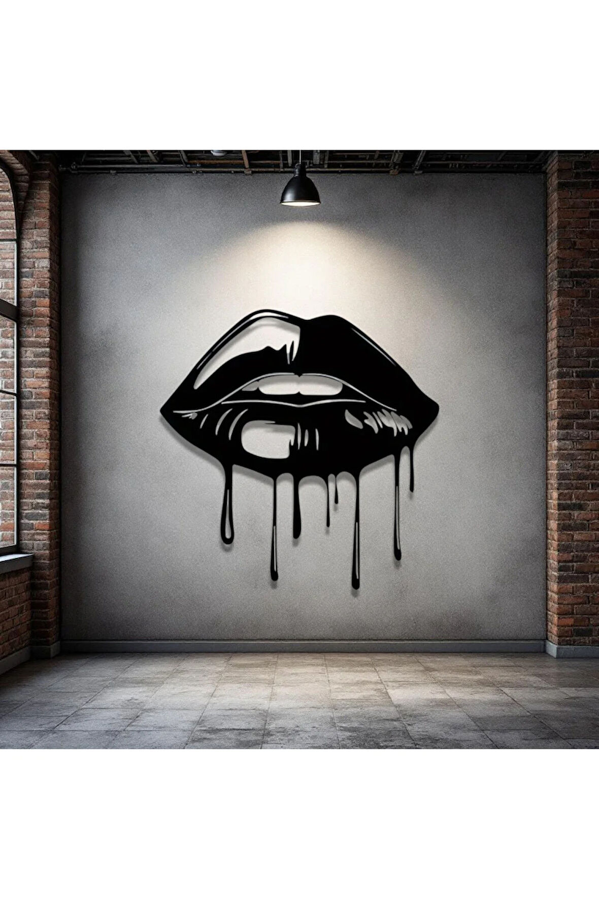 Damlalı Dudak Metal Tablo – 3D Gölgeli Modern Duvar Dekoru, Estetik Ev ve Ofis Hediyesi