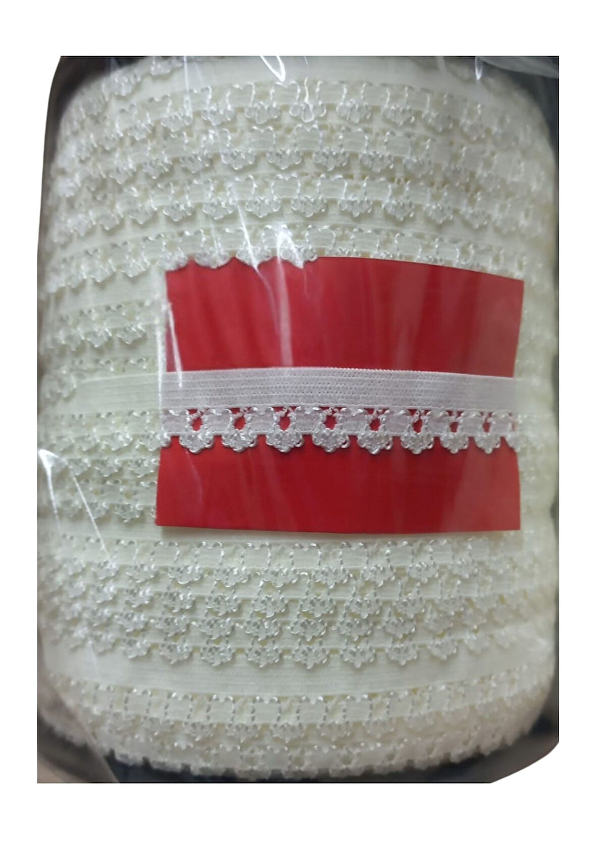 Çamaşır Lastiği Dantelli 1 cm 1 Metre Kırık Beyaz