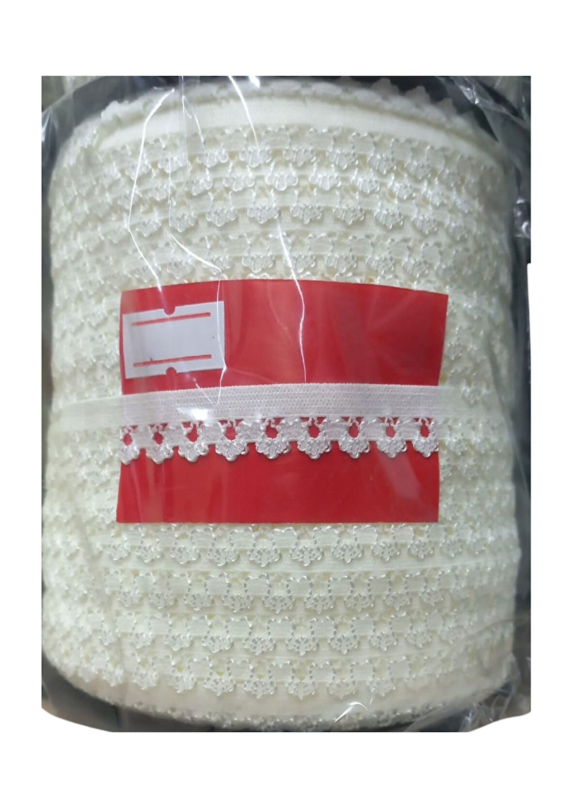 Çamaşır Lastiği Dantelli 1 cm 75 Metre 1 Top Ekru