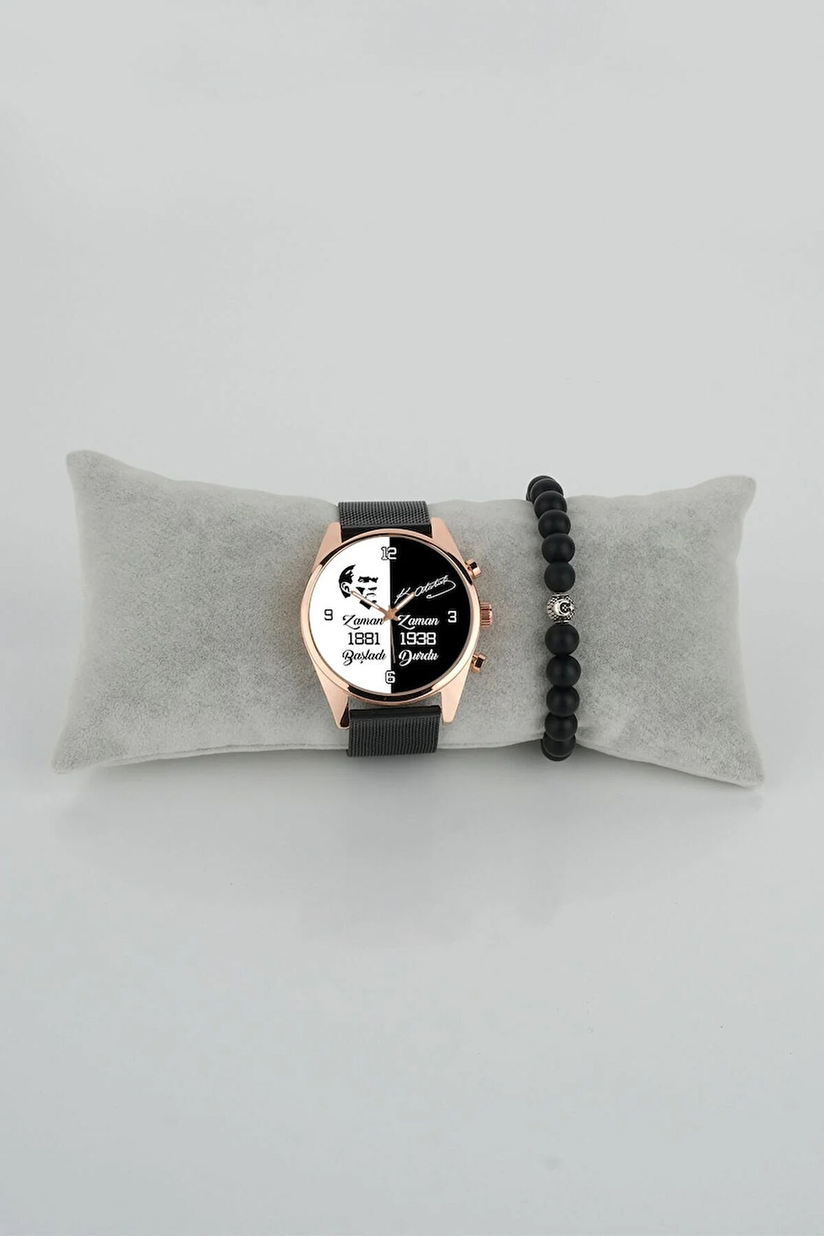 Atatürk İmza Silüet Zaman Durdu Tasarım Model 2 Kadın Kol Saati Bileklik Hediye