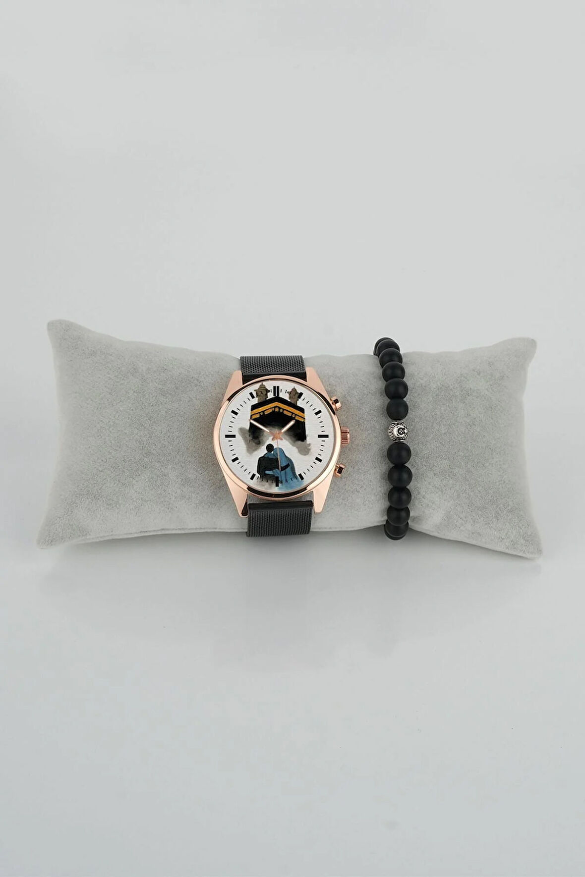 Sevgili Tasarım Kabe ve Müslim Çift Tasarım Erkek Kol Saati Bileklik Hediye