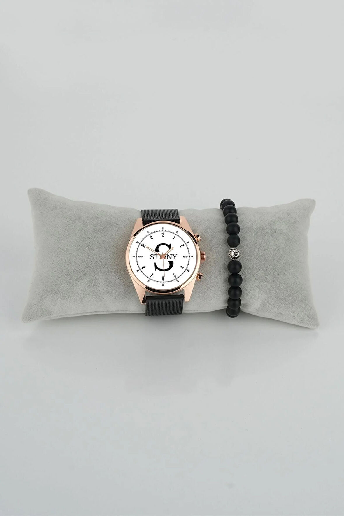 Sade Dereceli Kadran Rose Gold Çerçeve Erkek Kol Saati Sevgiliye Bileklik Hediye