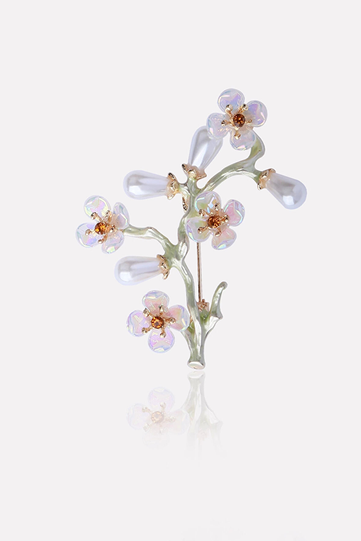 Sakura Çiçeği İncili Broş