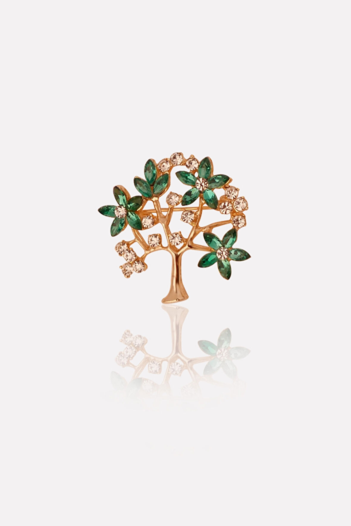 Yeşil Zirkon Taşlı Hayat Ağacı Broş