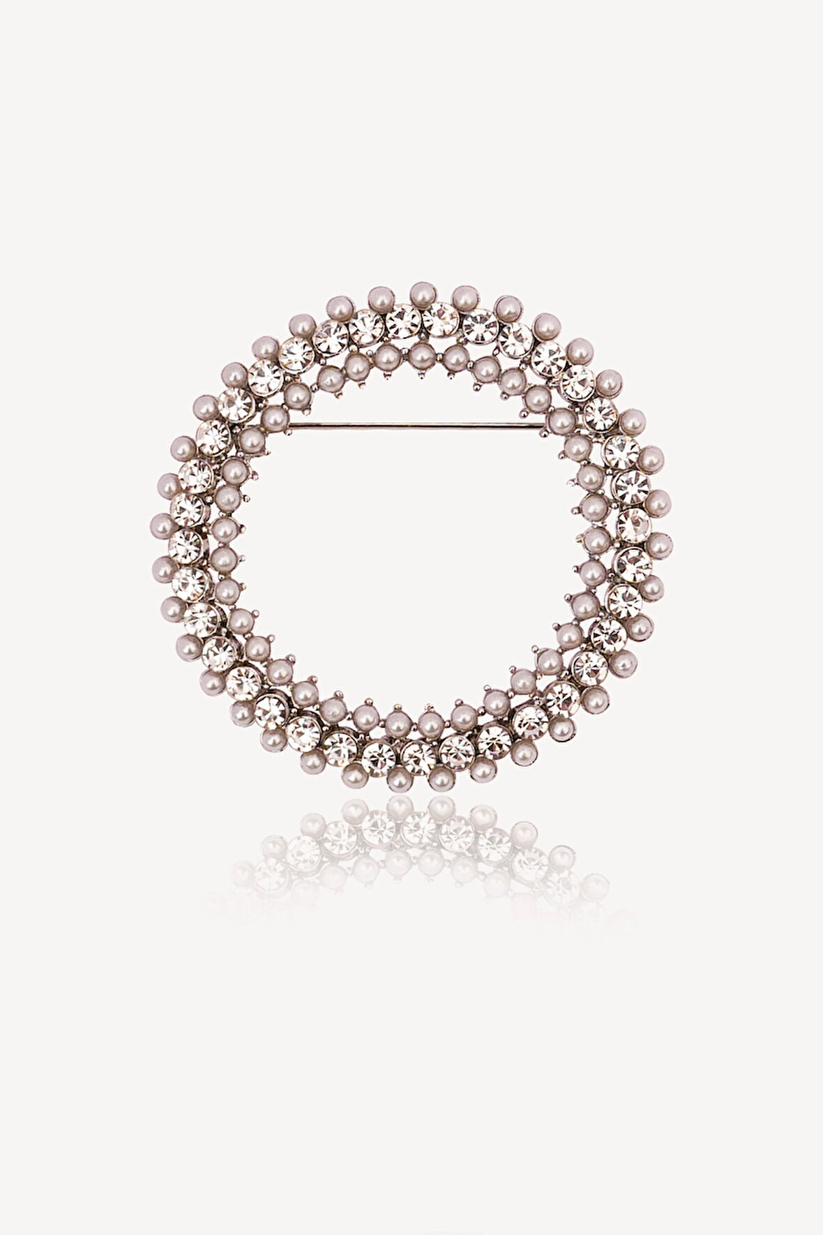 Zirkon Taşlı İncili Broş