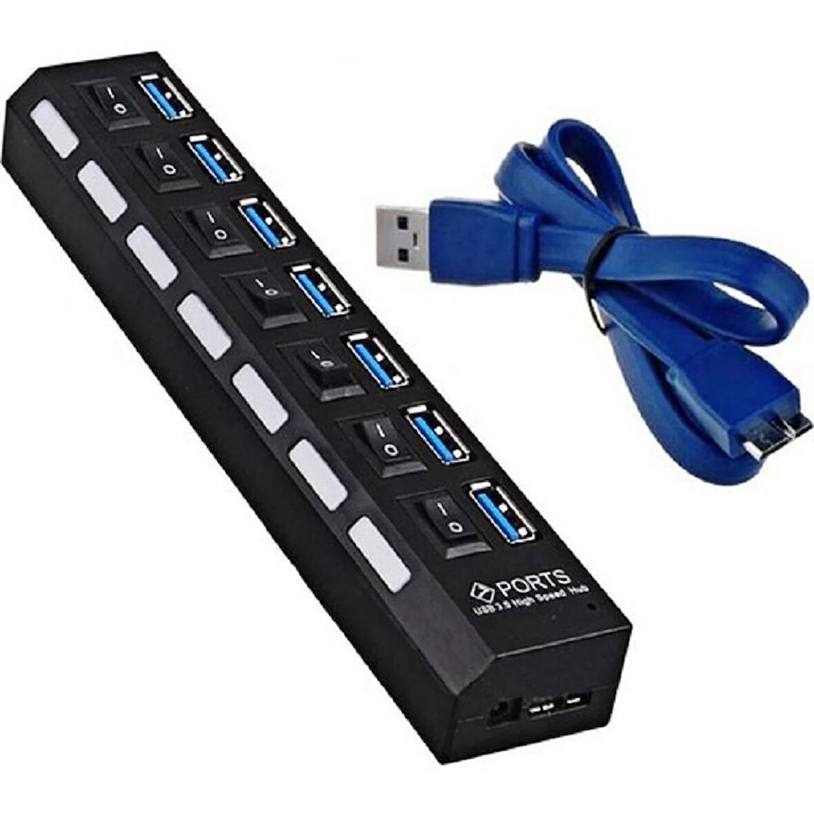 YENİLZD 7 Port Adaptörlü Usb Hub Çoklayıcı USB 3.0 On Off Tuşlu