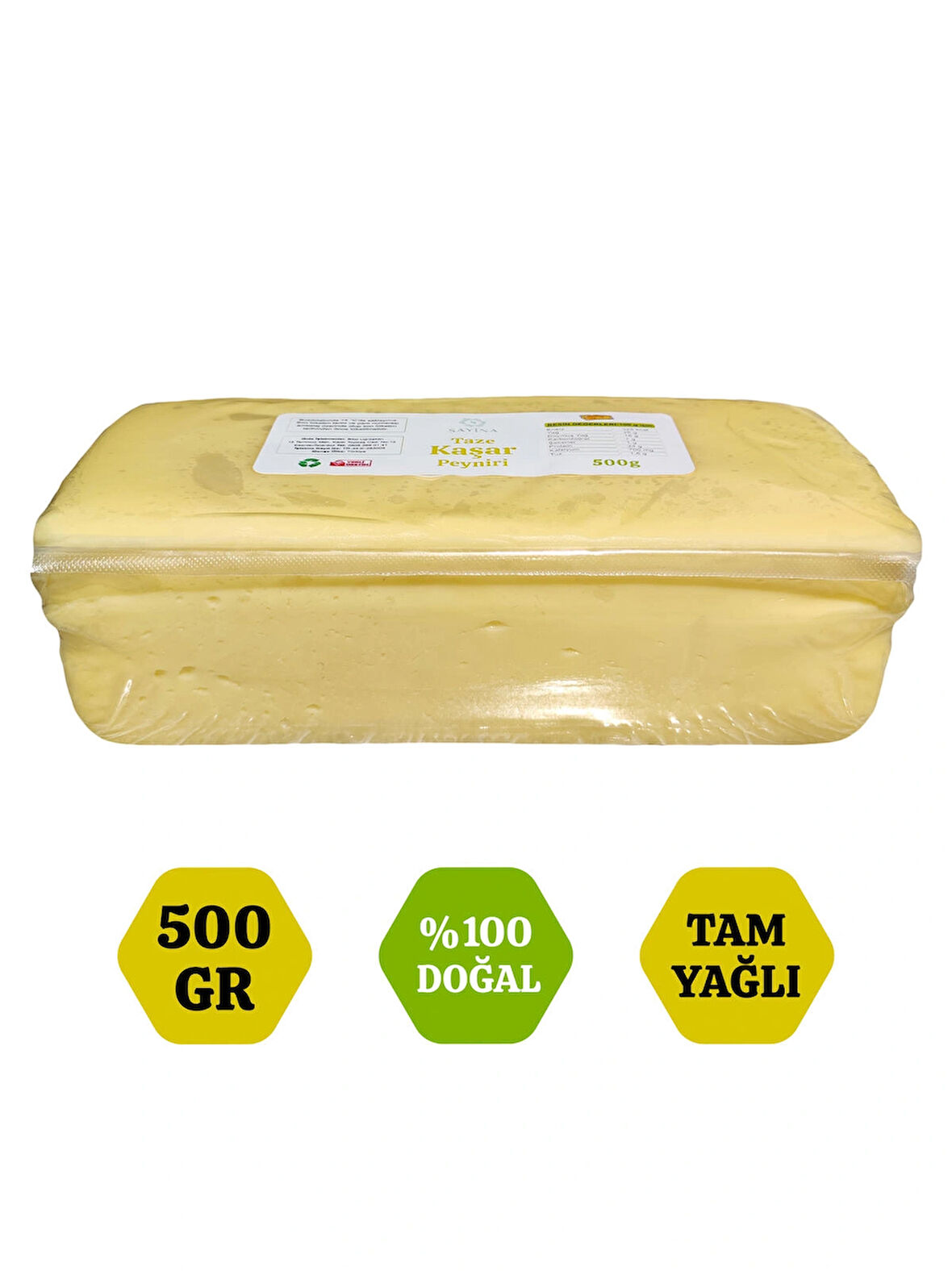 Tam Yağlı Taze Kaşar Peyniri 500 Gr