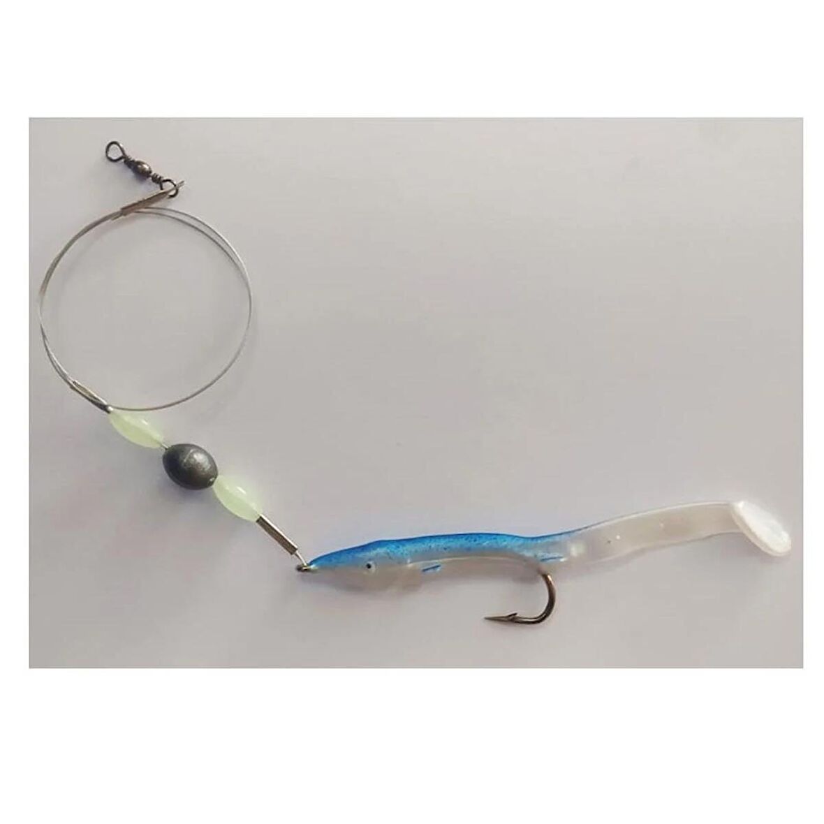 Levrek Lüfer Avcısı (3 ADET) Çelik Telli Silikon Balık Mavi 11 Cm