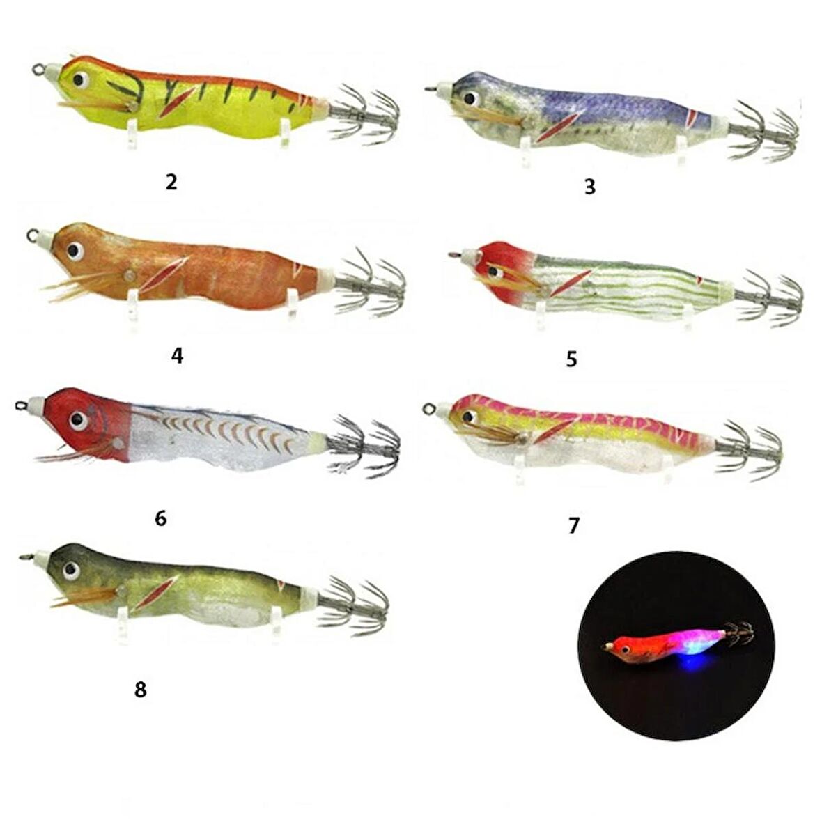 3016 Işıklı Kalamar Zokası 8cm Fukado Squid 08