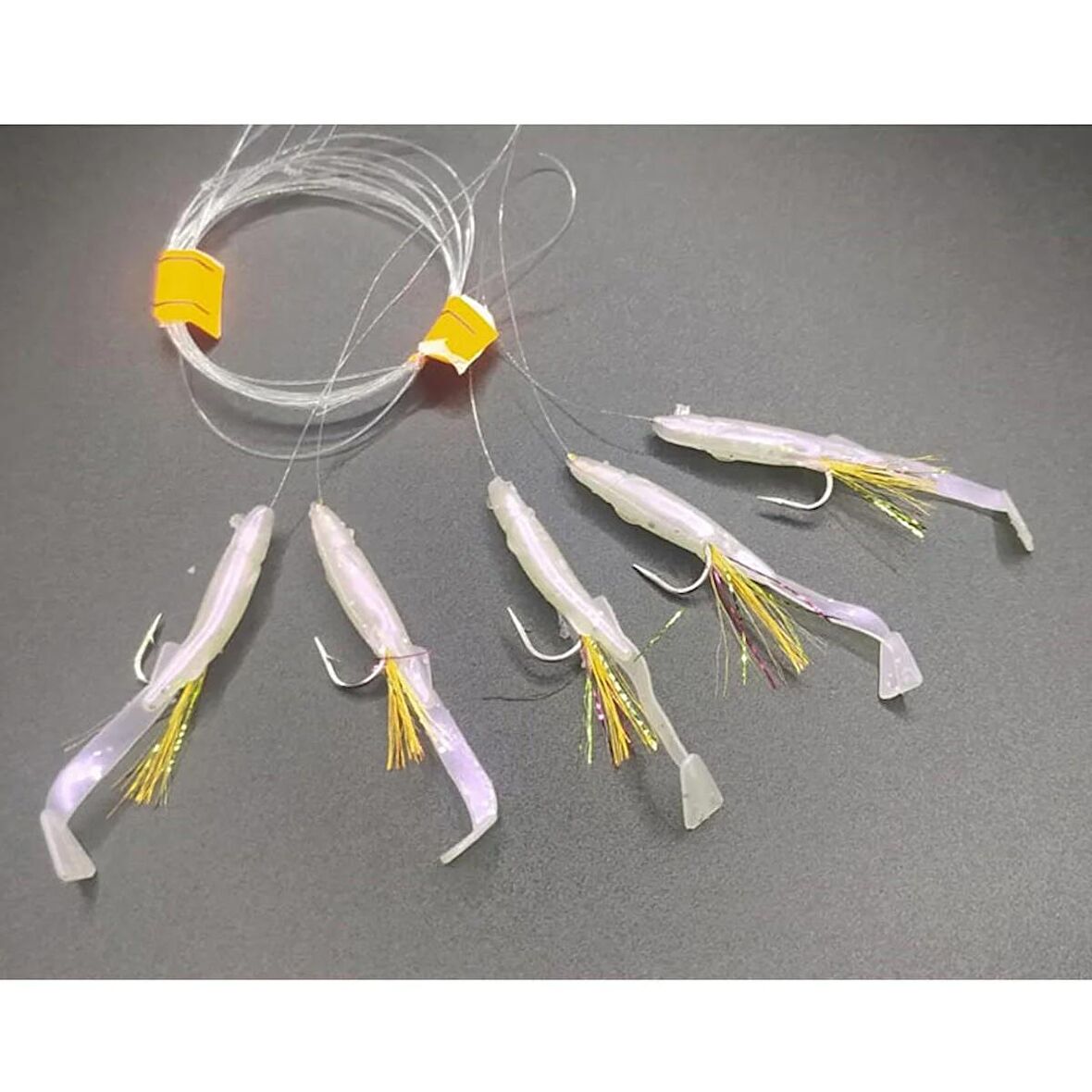 Silikon At Çek Takımı (2 ADET) Silikon Balıklı Çapari 5,5 Cm Şeffaf Karışık