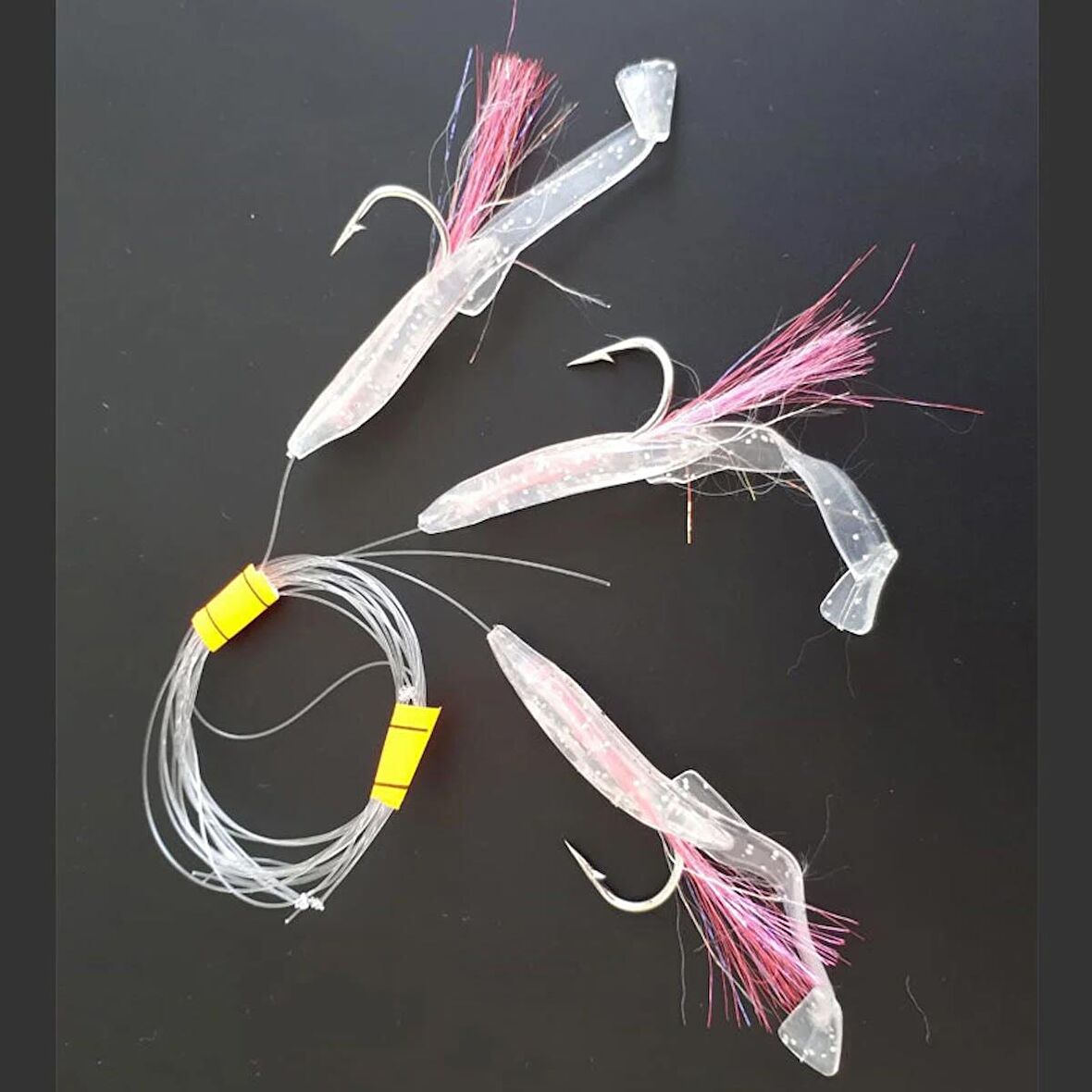 Silikon At Çek Takımı (2 ADET) V8 Silikon Balıklı Çapari 6,5 Cm Şeffaf