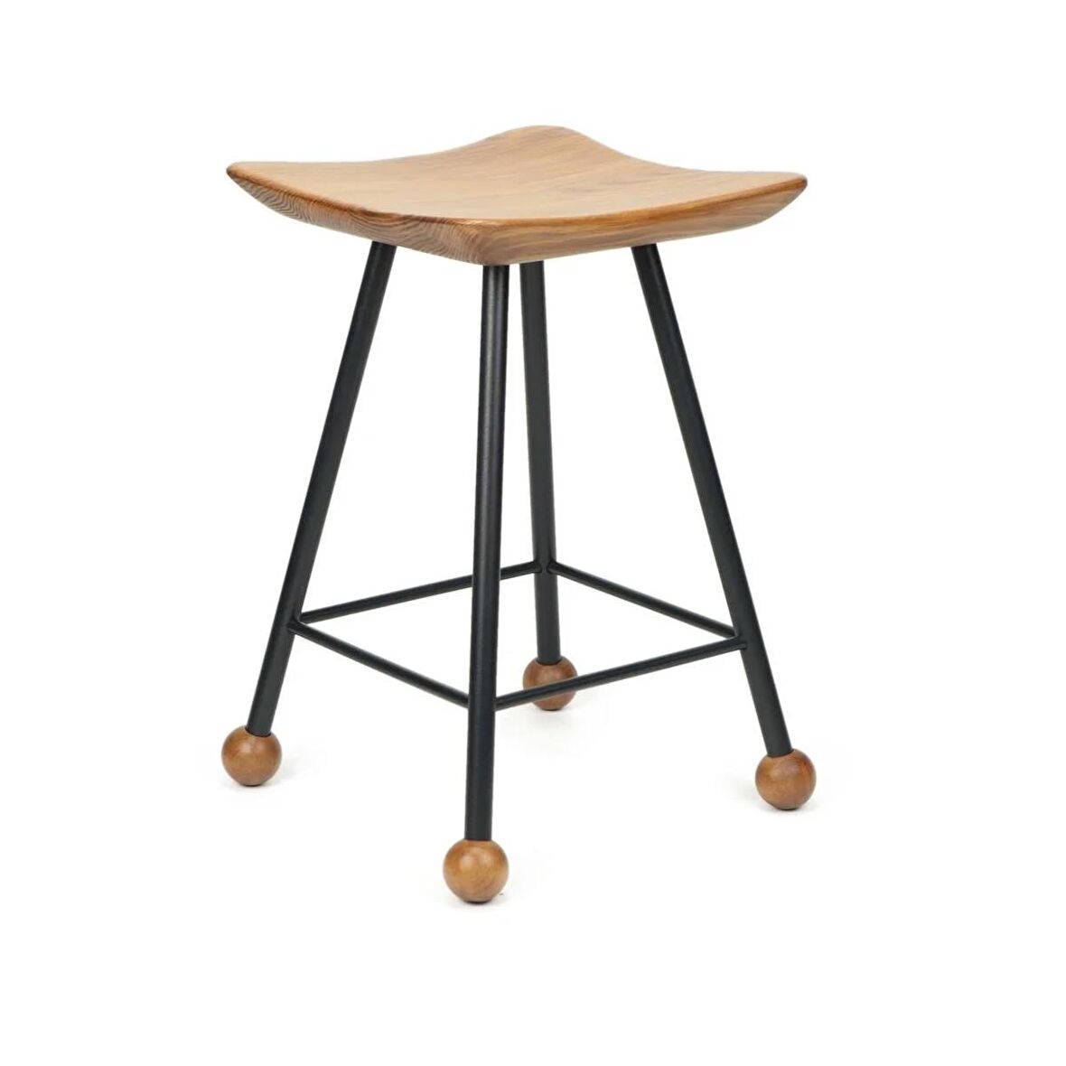 Tabure Ahşap Metal Ayaklı – 47cm