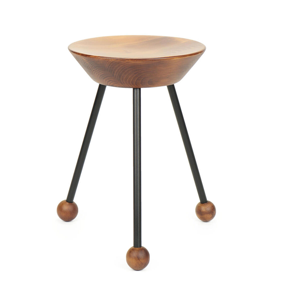 Metal Ayaklı Ahşap Tabure 3 Ayaklı 47 cm