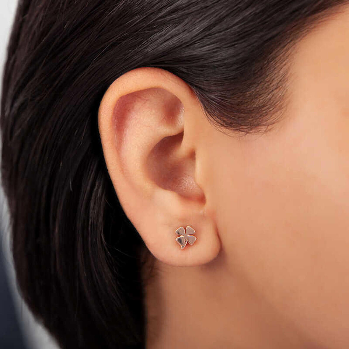 STİLLOVE Gümüş Rose Yonca Çivili Kadın Küpe