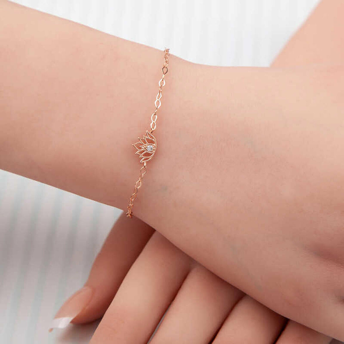 STİLLOVE Gümüş Rose Lotus Çiçeği Kadın Bileklik