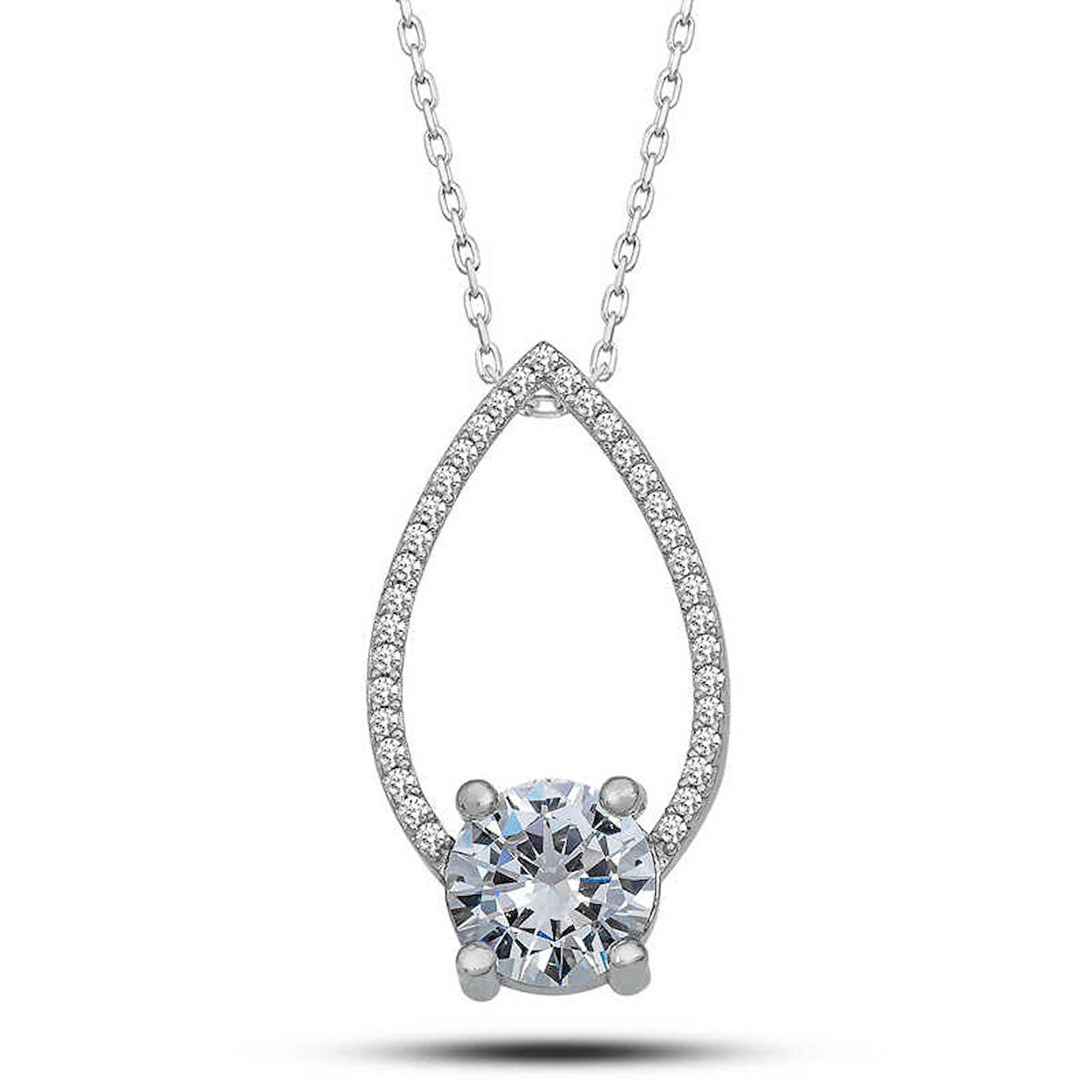 STİLLOVE Gümüş Tektaş Damla Kadın Kolye