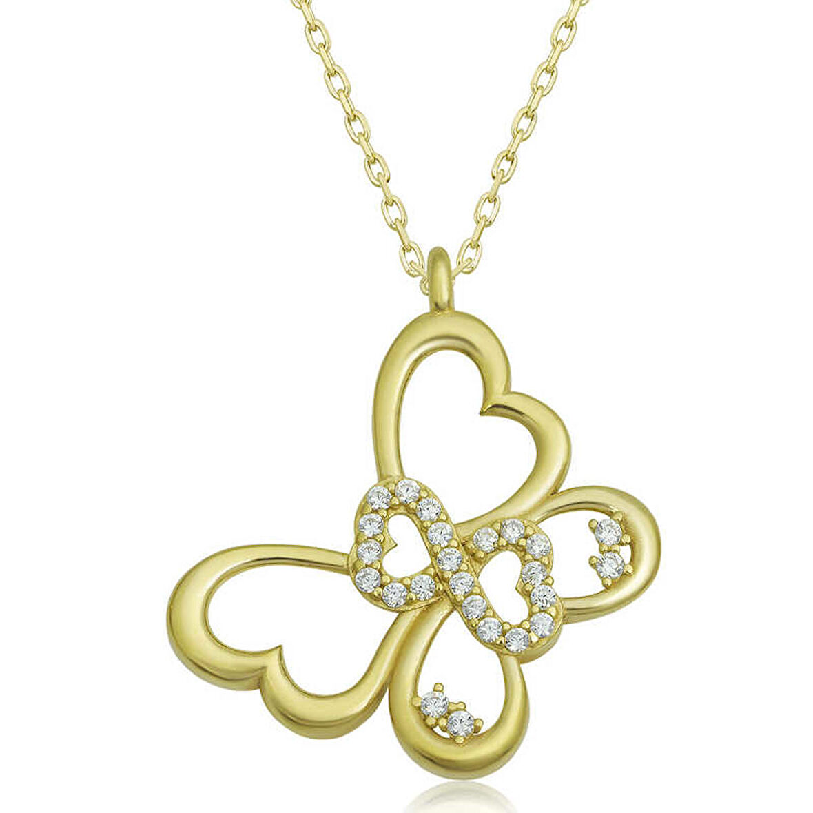 STİLLOVE Gümüş Gold Sonsuzluk Kelebek Kadın Kolye