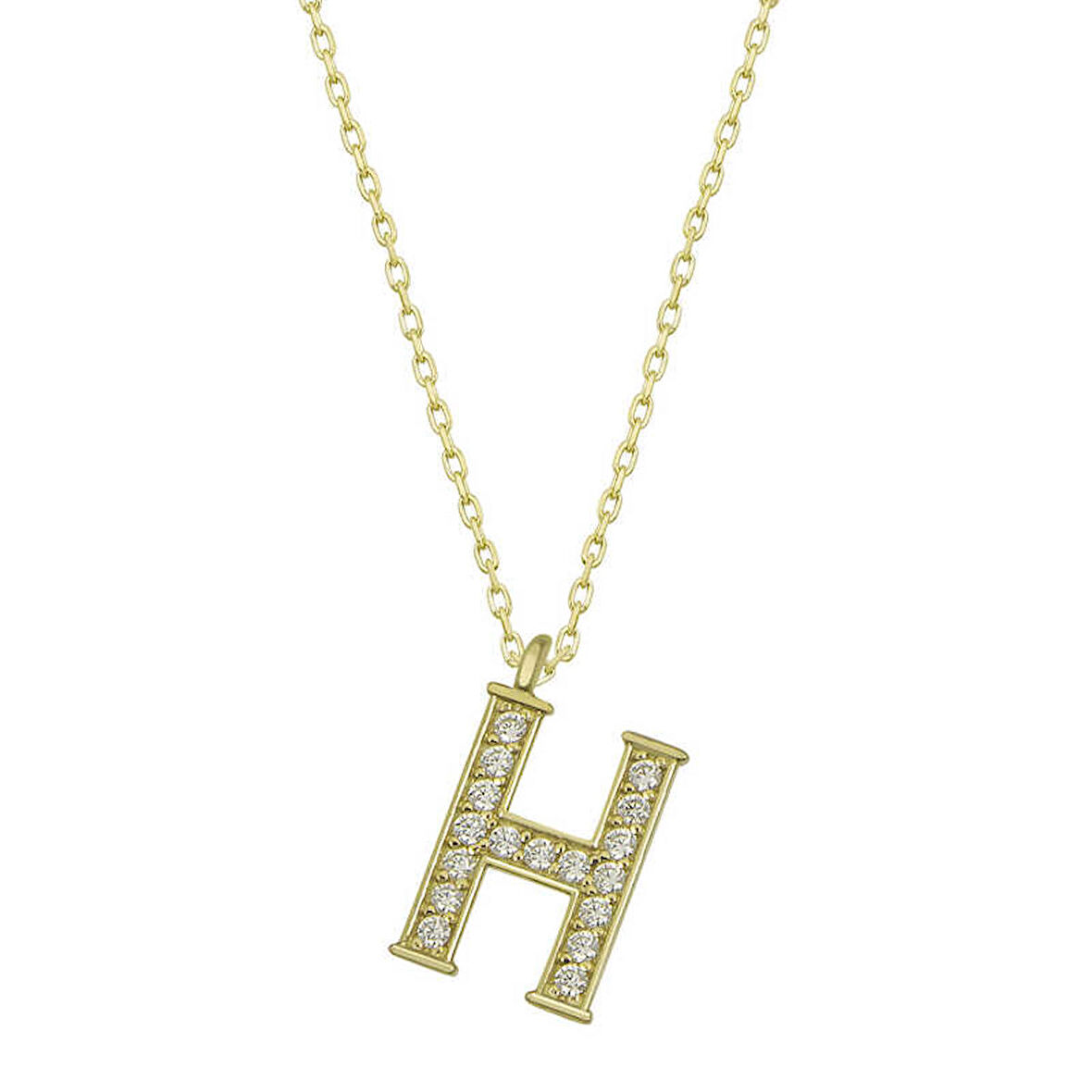 STİLLOVE Gümüş Gold H Harfi Kadın Kolye
