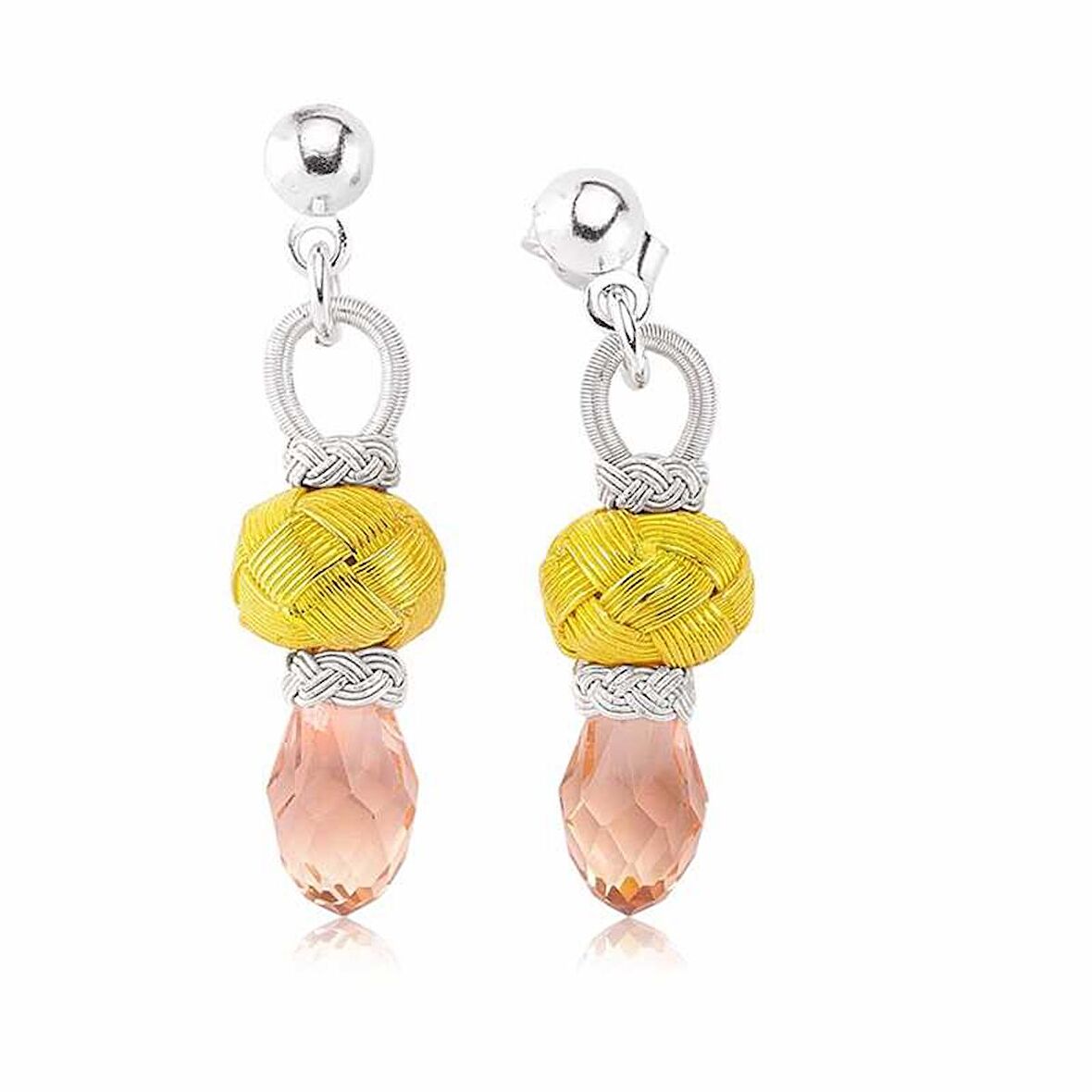 STİLLOVE ​Gümüş Pembe Taşlı Kazaz Kadın Küpe