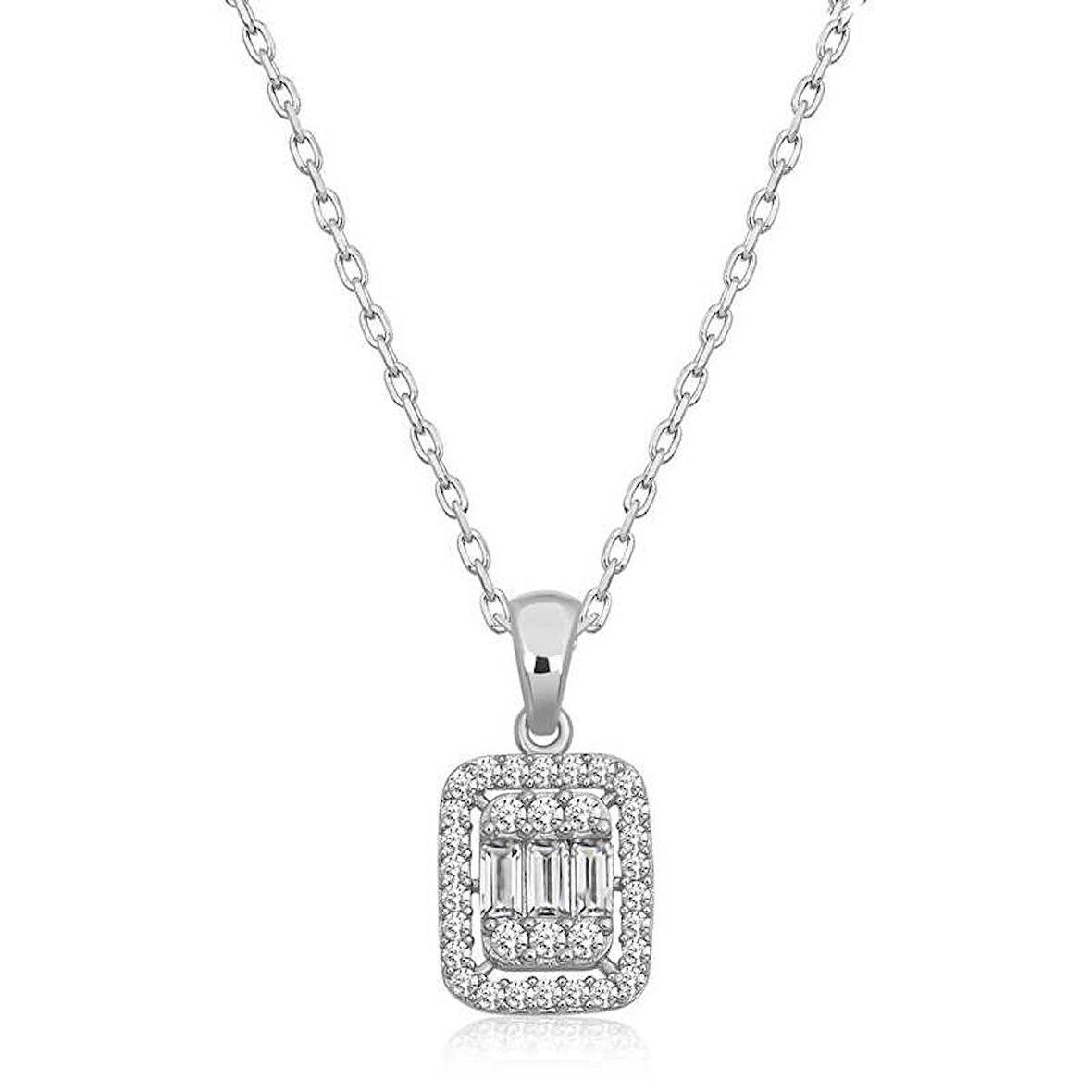 STİLLOVE Gümüş Baget Taşlı Kadın Kolye