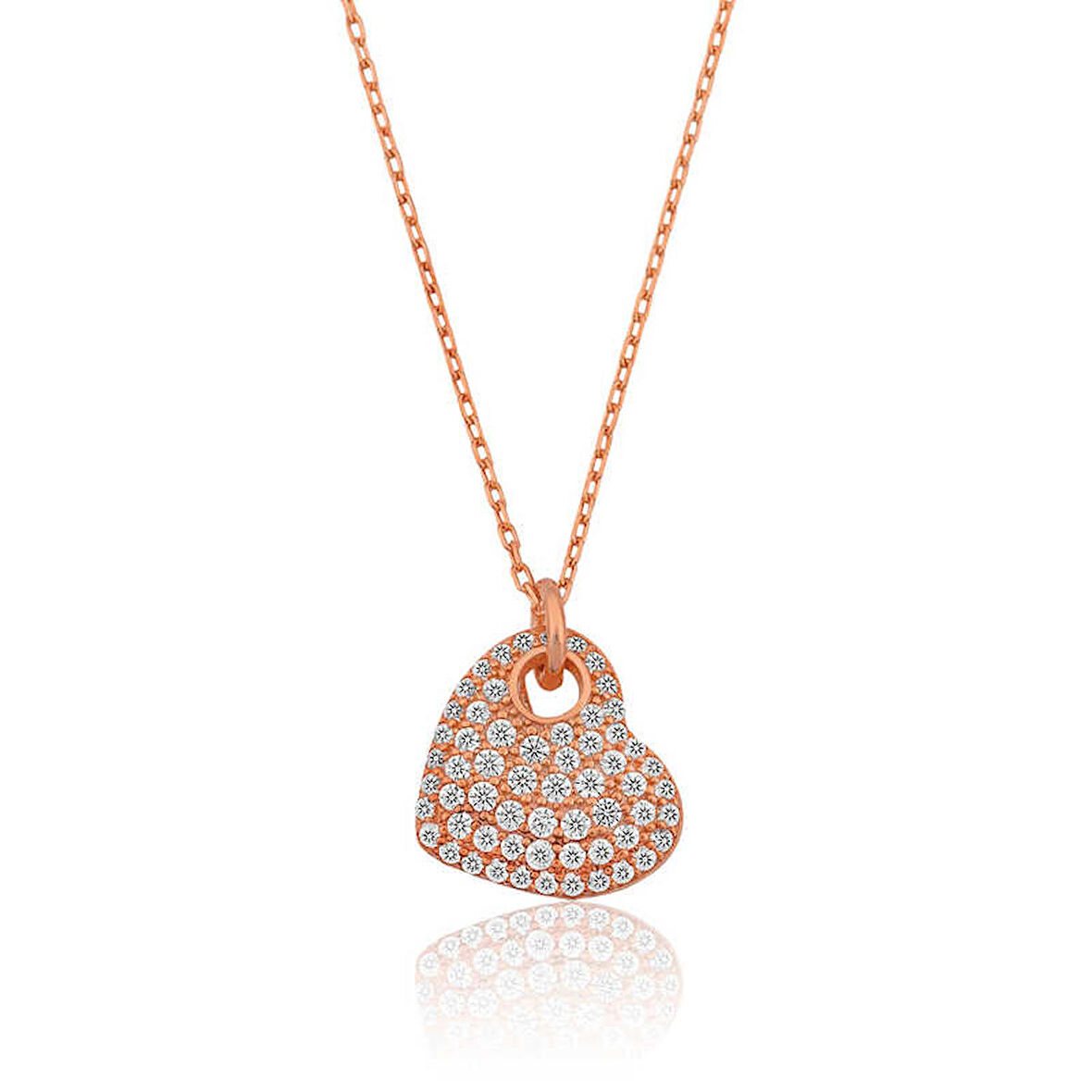 STİLLOVE Gümüş Rose Kalp Kadın Kolye