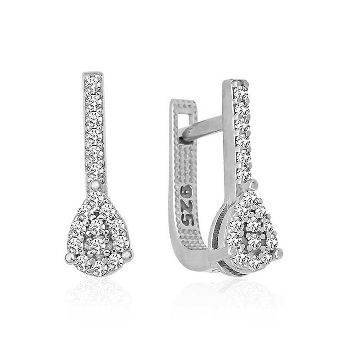 STİLLOVE Gümüş Sallantılı Damla Taşlı Küpe
