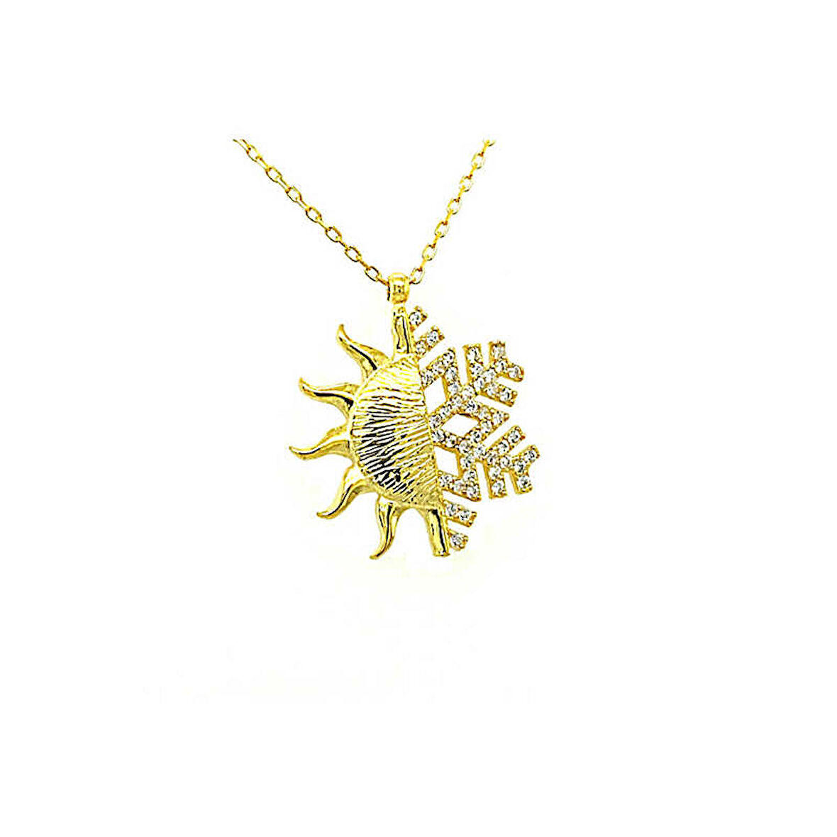 STİLLOVE Gümüş Gold Güneş Kartanesi Kadın Kolye