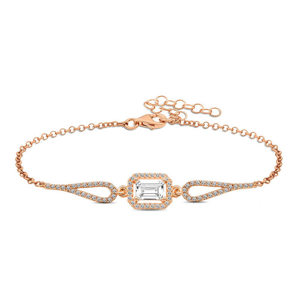 STİLLOVE Gümüş Rose Dikdörtgen Baget Bileklik
