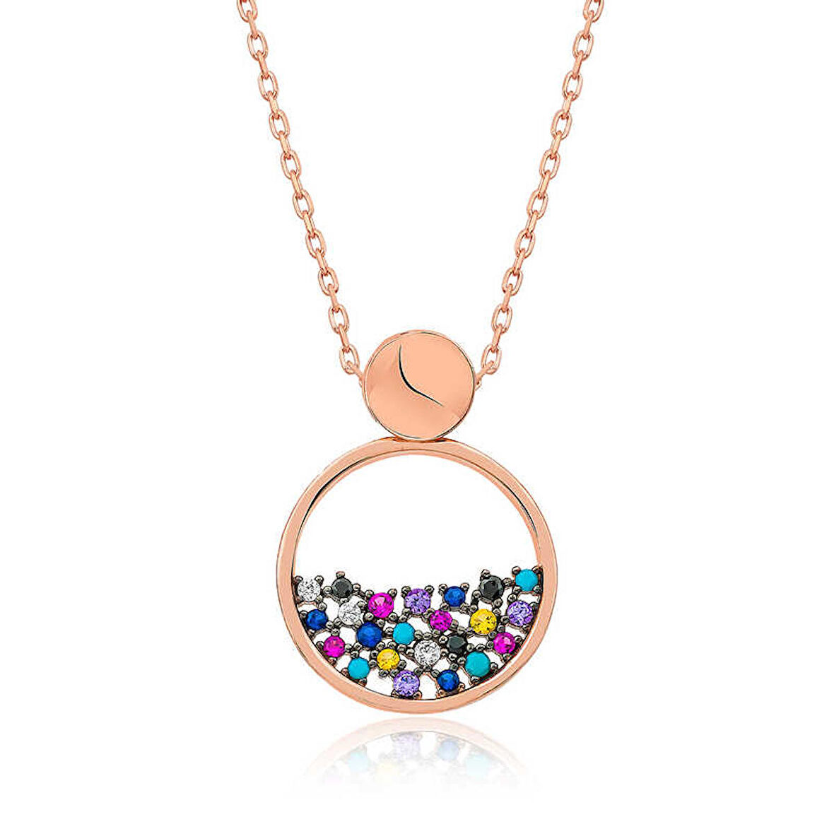 STİLLOVE ​Gümüş Rose Mix Taşlı Çiğ Damlası Bayan Kolye