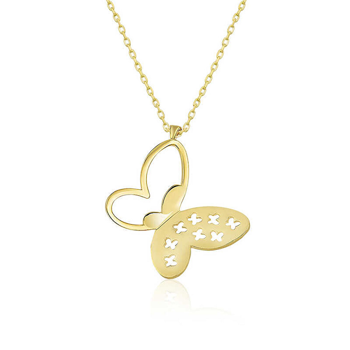 STİLLOVE ​​Gümüş Gold Kelebek Bayan Kolye