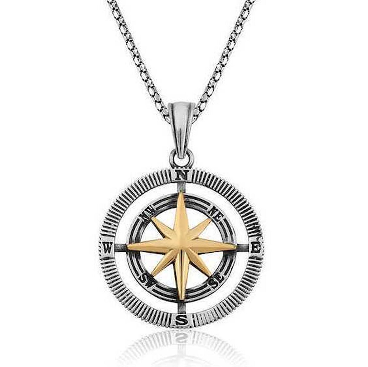 STİLLOVE Gümüş Pusula Unisex Kolye