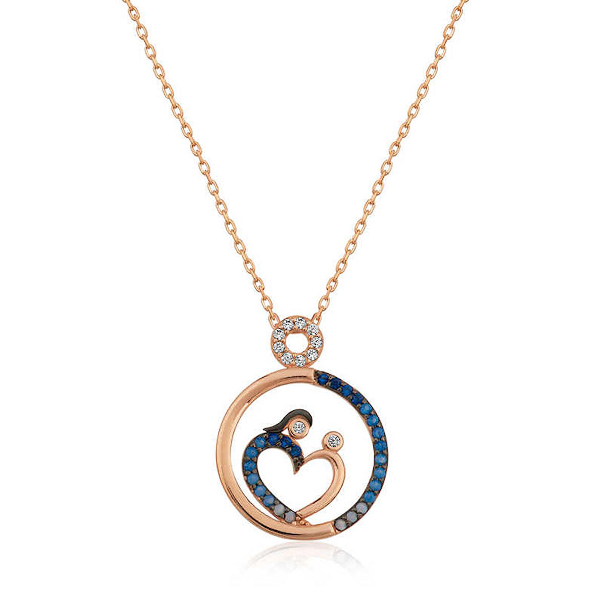 STİLLOVE Gümüş Rose Kalp Anne Ve Bebek Kadın Kolye