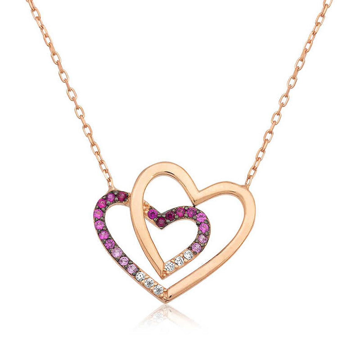STİLLOVE Gümüş İki Kalp Bayan Kolye